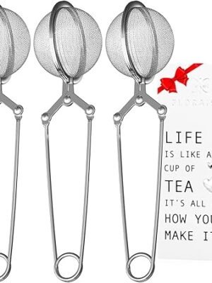 Snap Ball Tea Strainer 3 Pack Tea Infuser with Handle Tea Mesh Infuser Snap Ball Strainer Steep Loose Leaf Tea Infuser Fine Mesh Ball Tea Filter Strainer for Spices and Seasonings