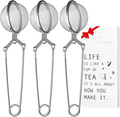 5109Z9L32-L._AC_SY879_.jpg Snap Ball Tea Strainer 3 Pack Tea Infuser with Handle Tea Mesh Infuser Snap Ball Strainer Steep Loose Leaf Tea Infuser Fine Mesh Ball Tea Filter Strainer for Spices and Seasonings