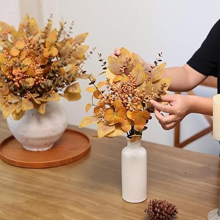 120 Pcs 5 Kinds Mixed Artificial Eucalyptus Leaves Stems and Fake Berry Bulk