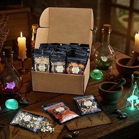 38pcs Herbs for Witchcraft Supplies Dried Herb and Flowers for Witch Beginner