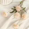 Floroom 5pcs Beige Faux Silk Mums Artificial Flowers