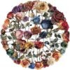 50PCS Dried Roses Stickers Aesthetic PET Transparent Stickers Vintage Gothic Flower Decals Waterproof Decorative Decals
