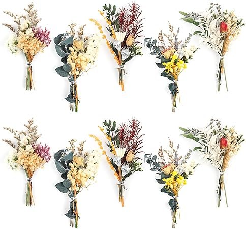 81rUdRMwPWL._AC_SY450_.jpg 10PCS Mini Boho Dried Flower Bouquet Dried Flowers Small Bouquets Mini Natural Real Plants for Wedding Table Centerpieces Gift Box Cake Bottle Decor Home Vase Decorations DIY Craft
