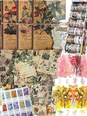 91T4ZhRzKZL._AC_SY450_.jpg 238 Pcs Vintage Scrapbooking Supplies Kit 2 Pack Dried Pressed Flowers